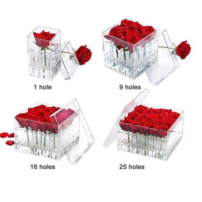 China Large Preserved Clear Acrylic Box Rose Flower Bridal Bouquet Gift Deployment Rose Display Plexiglass Packaging Forever Rose Acrylic Flower Box With Lid for sale