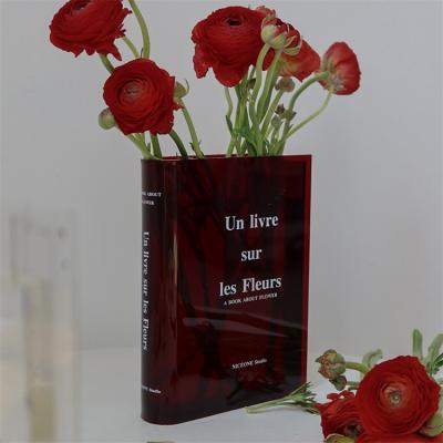 China Wedding Minimalist Luxury Nordic Glass Book Shaped Clear Home Decoration Vase Acrylic Flower Vase for sale