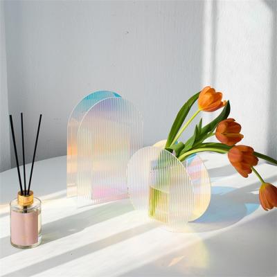 China Nordic Round Minimalist Round Home Colorful Clear Flower Decoration Geometry Rainbow Fashion Acrylic Acrylic Vase for sale