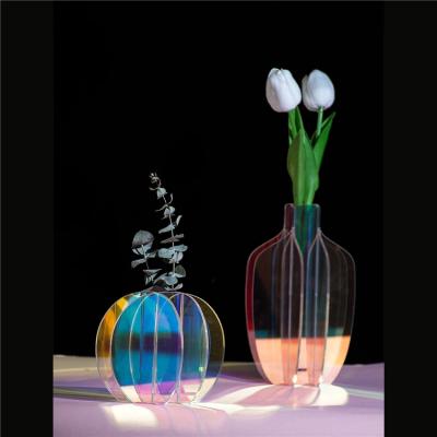 China Colorful flower the wedding acrylic large minimalist luxury acrylic vase centerpieces decoration decor for living room for sale