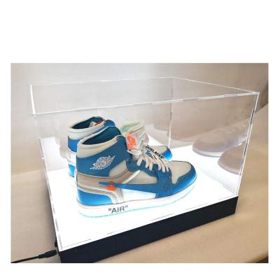 China Customs Folding Shoe Box Lead Stackable Light Up Sneaker Box Coll Acrylic Clear Led Shoes Sneaker Display With Light for sale