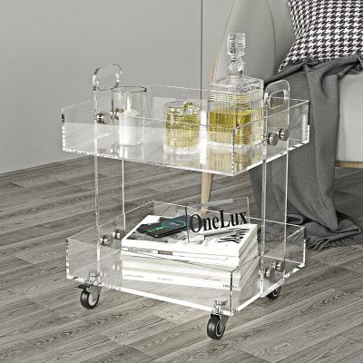 China Clear Acrylic 2 Tier Beauty Spa Trolley Modern Luxury Bar Trolley for sale