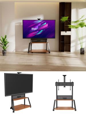 China VESA 600 X 1000mm Flat TV Floor Stand Mobile Television Stand With Locking Caster Wheels for sale