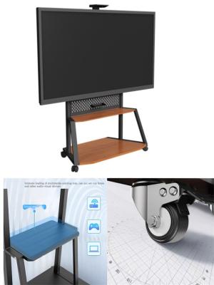 China FCC Portable TV Mount Corner Floor Entertainment Center Television Cart On Wheels With TV Bracket 2 Tier Storage for sale