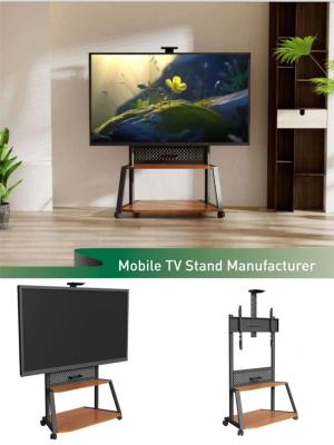 China 198Lbs Cart Tv Stand With Laptop Shelf Tray Locking Wheels Flat Screen Rolling Stand For 55 - 86 Inch for sale