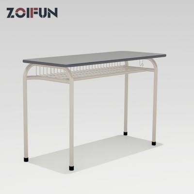 China Height Can Be Adjustable Double Seat Metal School Table Student Desk And Chair for sale