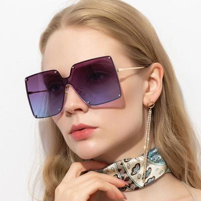 China Anti UV400 Fashion Big Sun Glasses 2020 Square Women UV400 One Piece Shading Oversized Sunglasses Women for sale