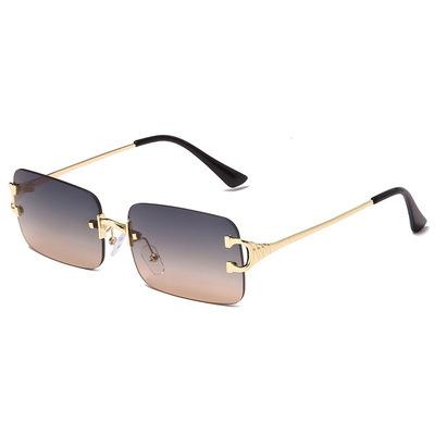 China High Quality Unique Anti Square UV400 0005 Metal Shades Rimless Sunglasses for sale