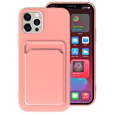 China Anti-fall For iPhone 13 pro TPU Shockproof Soft Back Card Slot Max Holder Phone Case for sale