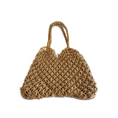 China Simple Leisure Style Cotton Rope Straw Women Handbags Vintage Handmade Tassels Crochet Macrame Beach Bags Clutch Purses and Handbags Ladies for sale