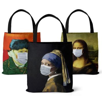 China PORTABLE Van Gogh Handbag World Famous Paintings Canvas Tote Bags With Custom Printed Logo for sale