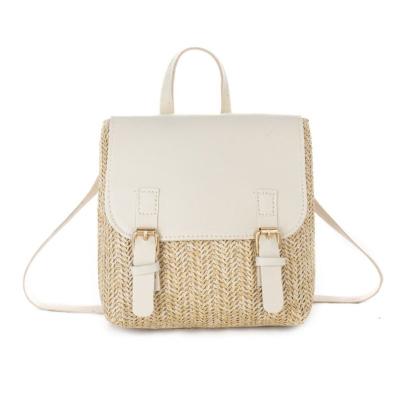 China Fashion Straw Woven Backpacks Summer Trip Portable Travel Leisure Small Backpack Ladies Vacation Beach Bag for sale