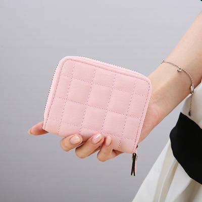 China Small PU Coin Purse Solid Color Wire Small Women Wallets PU Leather Nubuck Purses Card Holders Short Wallet Fashion Zipper Wallet With Coin Purse for sale