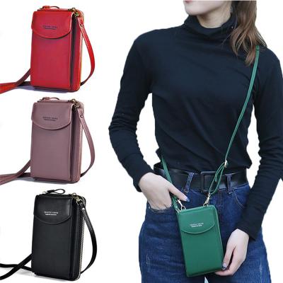 China Fashion Waterproof Cell Phone Shoulder Bag Women PU Leather Cross - New Body Bag Purse Card Holder Messenger Bag Flap Wallet for sale