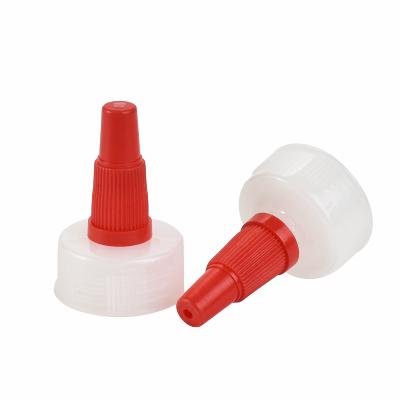 China Flip No 24 20 18 28 / 410 Plastic Long Spout Mouth Sharp Twist Cap Screw Cap Top Closure for sale