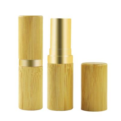 China 3g 5g Bamboo Fashionable Cosmetic Metal Empty Lipstick Tube Container for sale