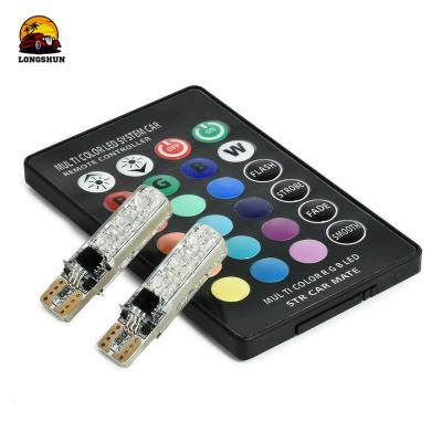 China PC board+SILICONE LONGS T10 W5W 5050 RGB LED Bulbs Car Clearance Lights With Remote Controller for sale