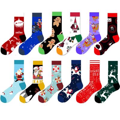 China New Viable Fashion Novelty Design Funky Elk Deer Patterned Socks Combed Cotton Santa Claus Christmas Socks Unisex for sale