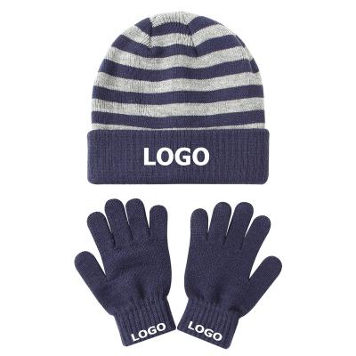 China COMMON custom logo OEM winter beanies and mittens kids winter hats and gloves set for sale