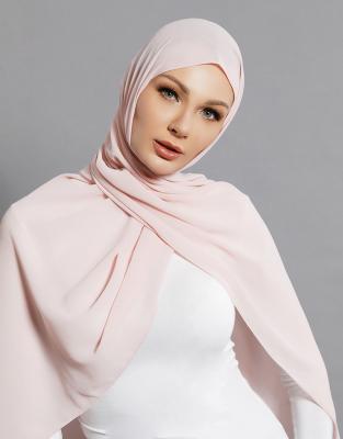 China Malaysia 54 Color Chiffon Long Color Pure Chiffon Scarf Turban Chiffon Hijab Scarf for sale