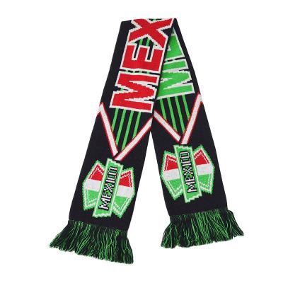 China Top Level Mexico Club Design Acrylic Scarf Winter Football Fan Warm Jacquard Scarf for sale