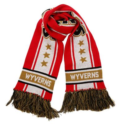 China Customized Acrylic Double Sided Fan Knitted Logo World Football Soccer Team Clubs Scarf Memorial Scarf for sale