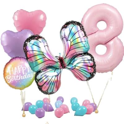 China Promotional Toy 40inch Laser Bead Pink Balloons Foil Butterfly Birthday Party Christmas Valentines Day Decorations Wedding BabyShower for sale