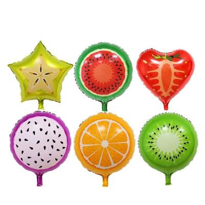 China 18 Inch Fruit Round Foil Balloon Strawberry Watermelon Kiwi Pitaya Orange Dragon Decoration Balloons Suppliers For Party Decoration for sale