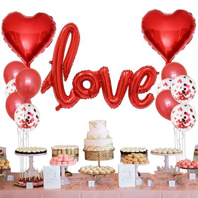 China Decoration Wedding Party Anniversary Celebration 13 Pcs Valentine's Day Balloons I Love You Set Kit Red Heart Latex Foil Balloon Wedding Party Decoration Balloons Suppliers for sale