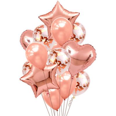 China Decoration Valentine Foil I Love You Multi Balloon 14Pcs Confetti Balloon Rose Gold Helium Balloons Boy Birthday Party Girl Supplies for sale