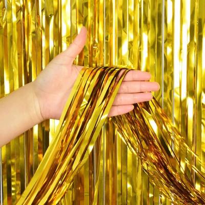 China Foil 2M Party Backdrop Tinsel Fringe Foil Curtain Kids Adult Birthday Party Wedding Decoration Supplies Rose Gold Baby Shower 1 Color for sale