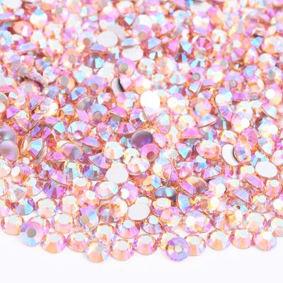 China 8 10 16 20 30 Light Glass Flatback Diamond Stones Crystal Non Hotfix Flatback SS 6 Peach Color Rhinestones Nail Rhinestones for sale