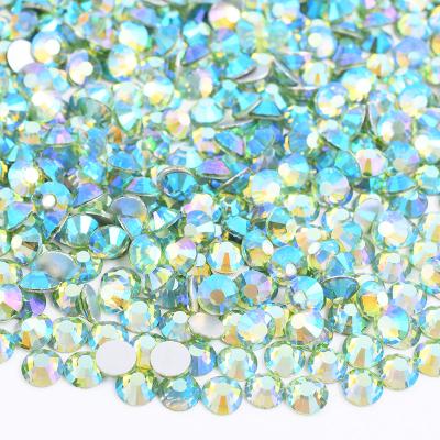 China SS16 SS20 SS30 Light Emerald AB Glass Rhinestone Nail Art Crystal Non Sewing Stones Flatback For Dress for sale