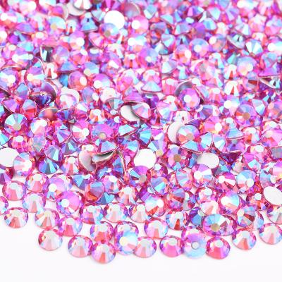 China Nail Art Crystal Stones For Crafts Round Rhinestone Applique Flatback Rhinestone Stickers SS12 SS16 SS20 Rose ab for sale