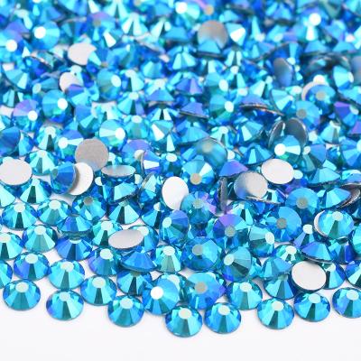 China Flatback SS6 16 Nail Glass Rhinestone ab Crystal Stone Stickers Flat Back Rhinestone Applique Blue 20 30 Capri for sale