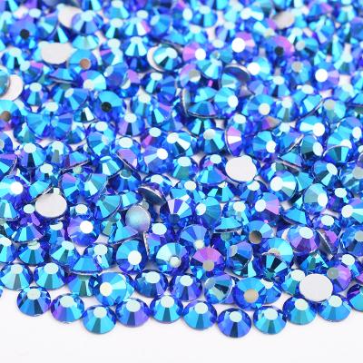 China Wholesale Sapphire AB Fix Rhinestone Glass Fake Stone Flatback Crystal Stones Non Hot Flatback Stickers For Nail Art Face Decoration for sale