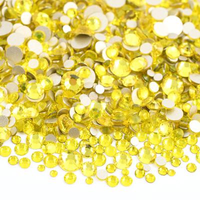 China Citrine Nail Art Crystal Rhinestone Sticker Round Flatback Fashion Mix Size Color Crystal Stones Flat Back Rhinestone Gems For Decoration for sale