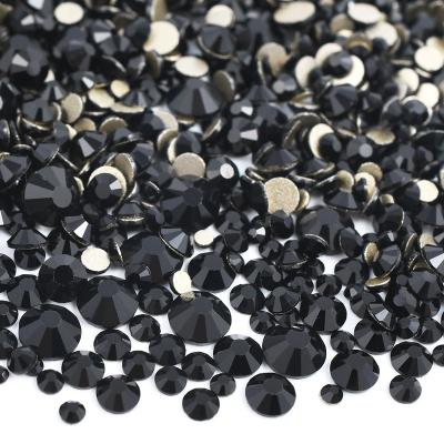 China Wholesale Crystal Stone Applique Black Size Mix Flatback Glass Rhinestones Non Hotfix Rhinestones For DIY Decoration for sale