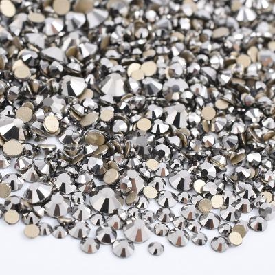 China Wholesale Hot Sale Mixed Sizes Flatback Hematite Color 3D Nail Art Crystal Flatback Glass Rhinestone For Decoration for sale