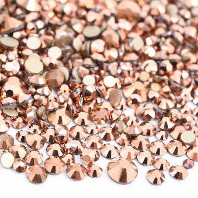 China Wholesale Flatback Rose Gold Flat Back Glass Stones Nails Crystal Glass Rhinestone Sticker Non Hotfix Diamond Strass for sale