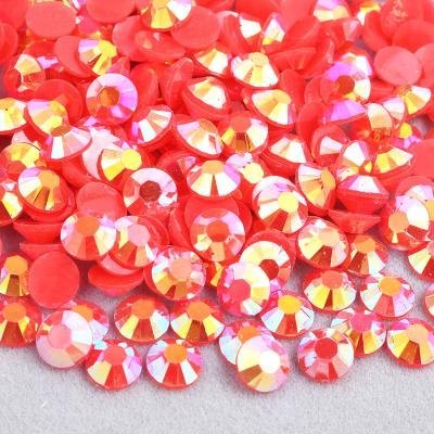 China Wholesale Natural Rhinestone Resin Rhinestones Crystals Flatback Jelly Siam ab Flatback Non Hotfix Fake Stones For Nail Art Crafts for sale