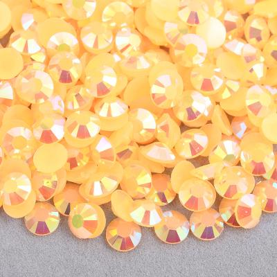 China Flatback Wholesale Fake Stones 4mm 5mm 6mm Jelly Orange Red ab Flatback Crystal Stones Sticker Non Hotfix Rhinestone for Nail Art Decoration for sale