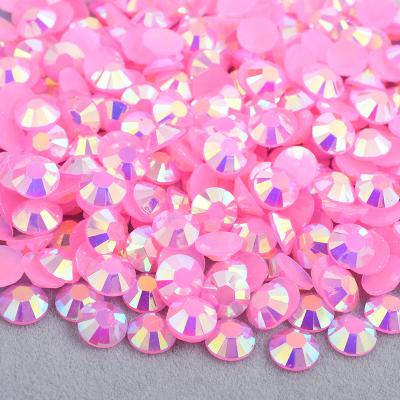 China Flatback 2 3 4 5 6mm Resin Crystal Stones For Nail Art Decoration Jelly Dark Pink ab Crystal Nail Rhinestone Flatback Round for sale