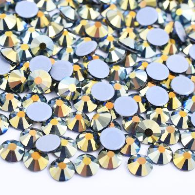 China Flatback SS6 8 Fix Hotfix Glass Rhinestone 10 12 16 20 30 Montana ab Hot Stone Crystal Applique Iron On Transfer Rhinestone For Garment for sale