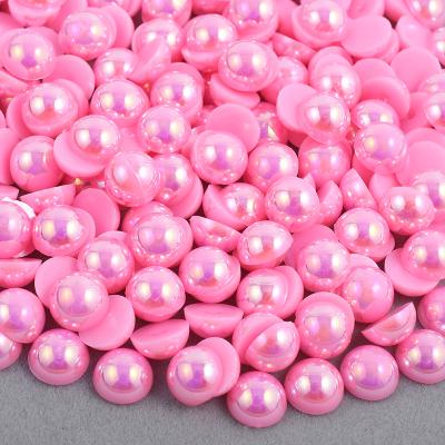 China Flatback Wholesale 2 4 6 8 10 12 Wholesale 14mm Peach Rose AB Rhinestone Appliques Half Round Flatback Rhinestones Chime Beads For Clothing Crafts for sale