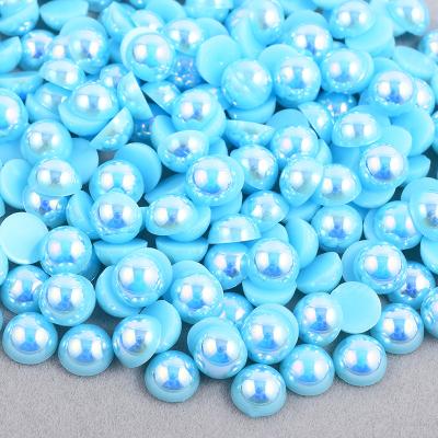 China Fashion 2 Flatback Bead 4 6 8 10 12 14mm Blue Green AB Round Crystal Stones Half Beads Sticker Non Hotfix Strass Flatback For Decoration for sale