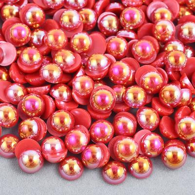 China Flatback 2 3 4 5 6 8mm Siam ab rhinestone sticker glue on half Crystal Rhinestone Stones Flat Back pearl for decoration for sale