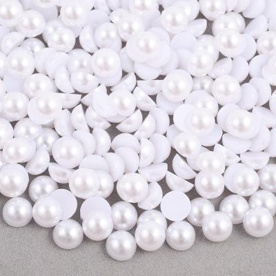 China Flatback 2 Half 14mm White of 4 6 8 10 12 Flatback Beads Round Pearl Beads for Nail Clothes Jewelry Decoration for sale