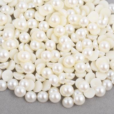 China Fashion 2 Flatback 3 4 5 6 8 10 12 mm Beige Pearl Beads Rhinestone Appliques Half Round Pearl Beads For Clothing Crafts for sale