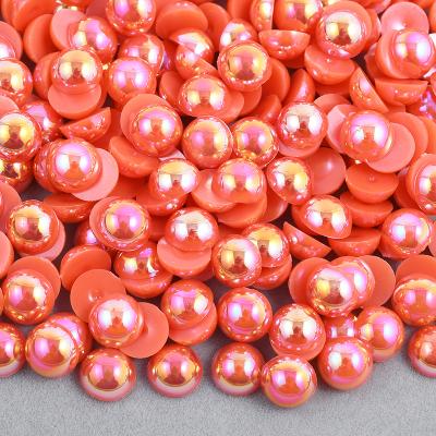 China Round Flatback Glitter Hyacinth AB Color Rhinestone Plastic Half Pearl Crystal Stone Stickers Flatback Pearls For Decoration for sale